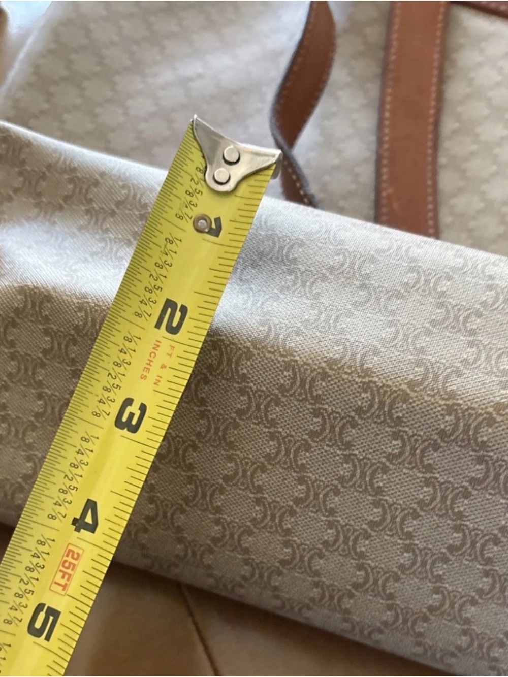 CELINE Vintage Large Celine Triomphe PVC And Leather Tote - Picture 12 of 13
